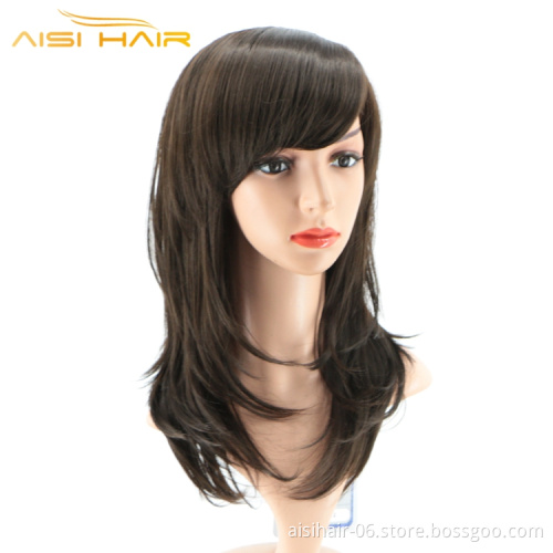 Aisi Hair Top Selling Long Straight Wave Lace Front With Bangs For Black White Women Synthetic Extensions Human Hair